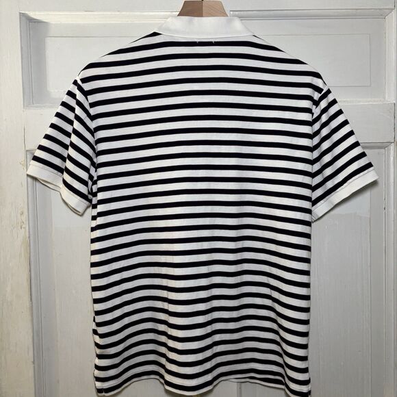 Polo Ralph Lauren Custom Slim Fit Mens Large White Blue Stripe Short Sleeve Polo - Picture 3 of 6